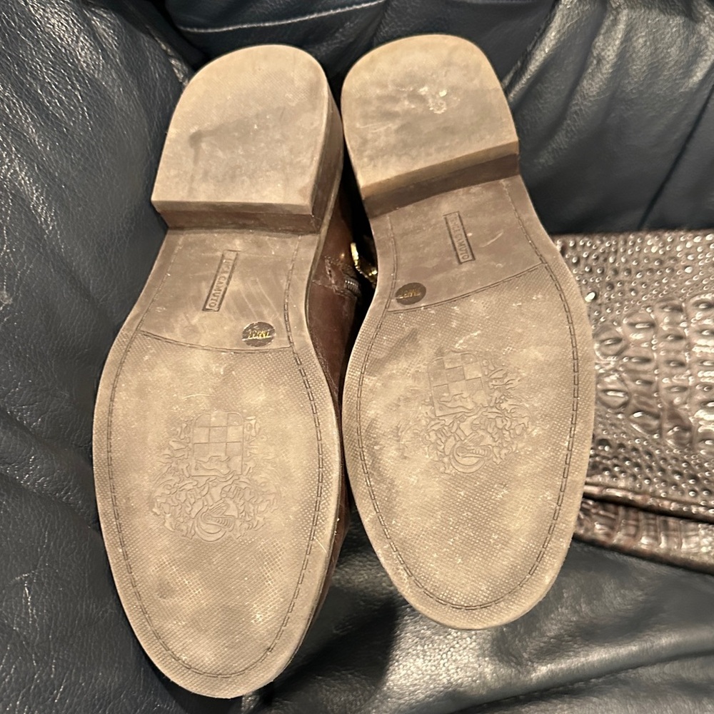 Vince Camuto Brown Croc-Embossed Heeled Boots - Picture 8 of 8